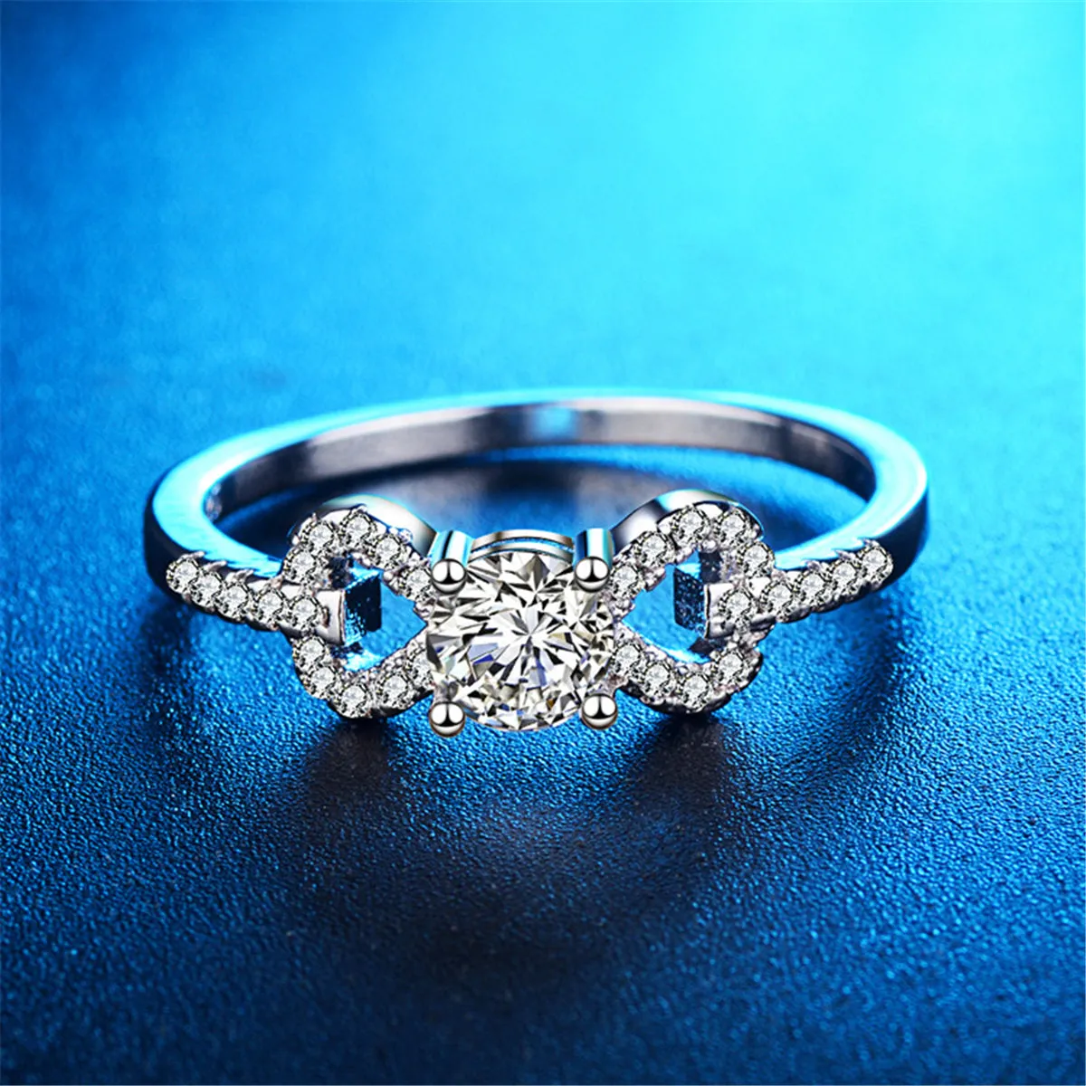Crystal & Silver-Plated Bow Ring