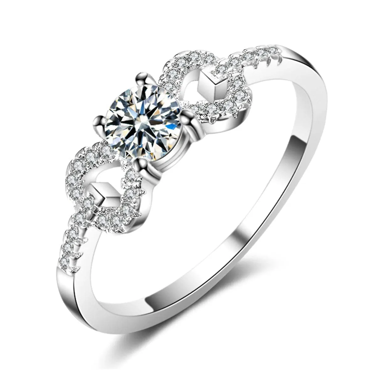 Crystal & Silver-Plated Bow Ring