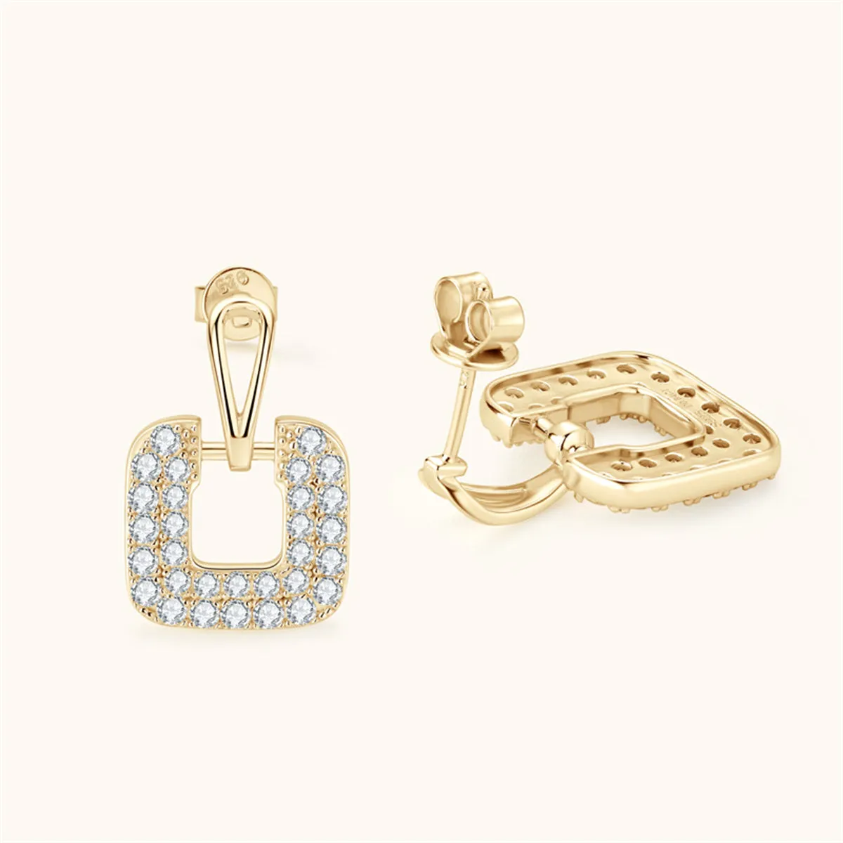 Cubic Zirconia & 18K Gold-Plated Square Drop Earrings