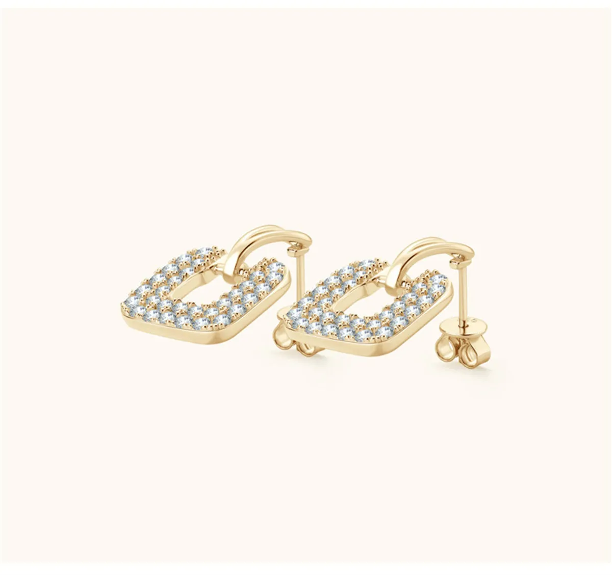 Cubic Zirconia & 18K Gold-Plated Square Drop Earrings
