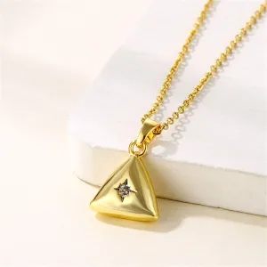 Cubic Zirconia & 18K Gold-Plated Triangle Pendant Necklace