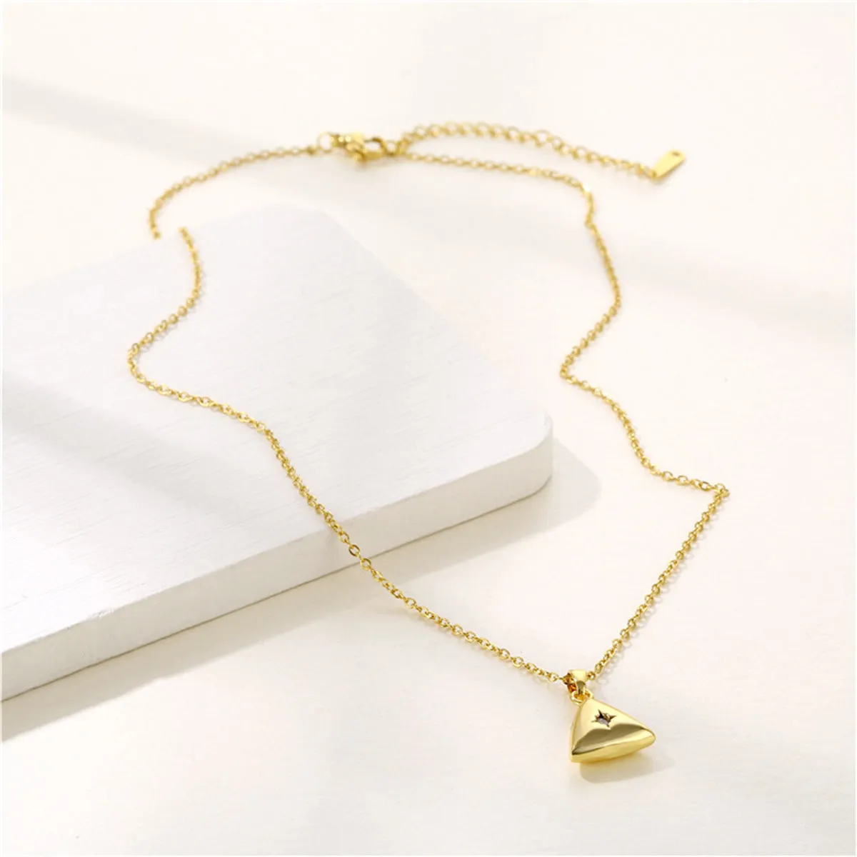 Cubic Zirconia & 18K Gold-Plated Triangle Pendant Necklace