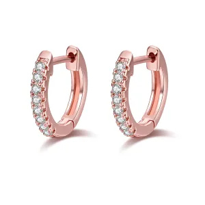 Cubic Zirconia & 18K Rose Gold-Plated Huggie Earring