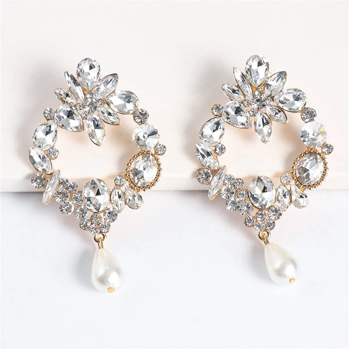 Cubic Zirconia & Crystal Pearl 18K Gold-Plated Botany Drop Earring