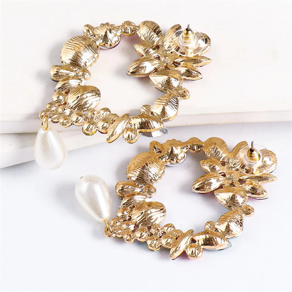 Cubic Zirconia & Crystal Pearl 18K Gold-Plated Botany Drop Earring
