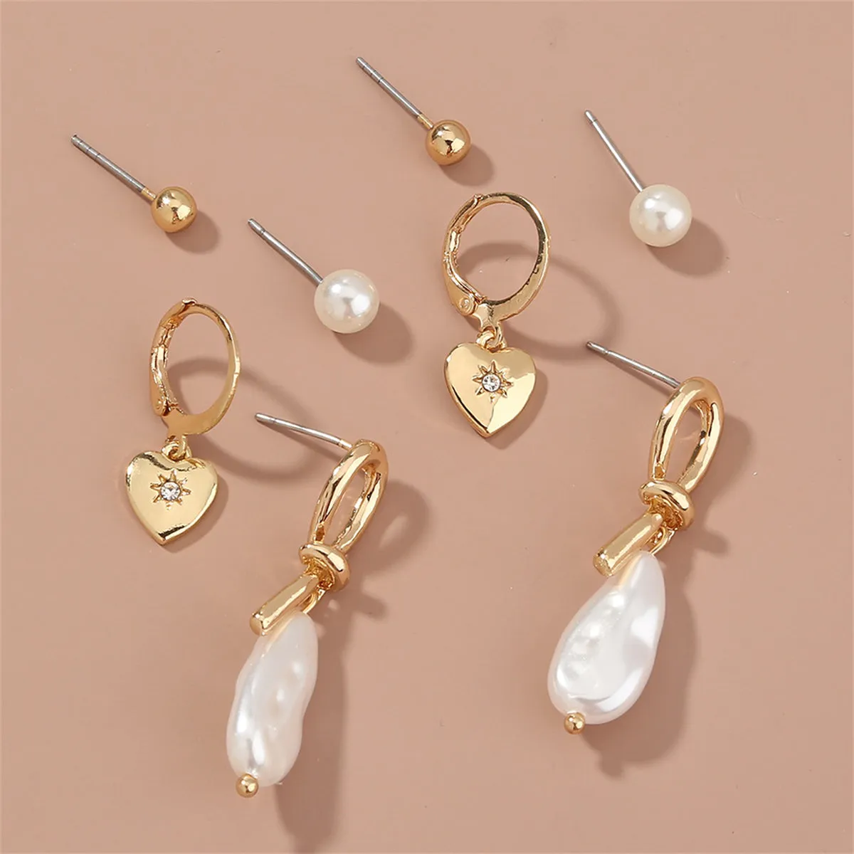 Cubic Zirconia & Pearl Leverback & Drop Earrings Set