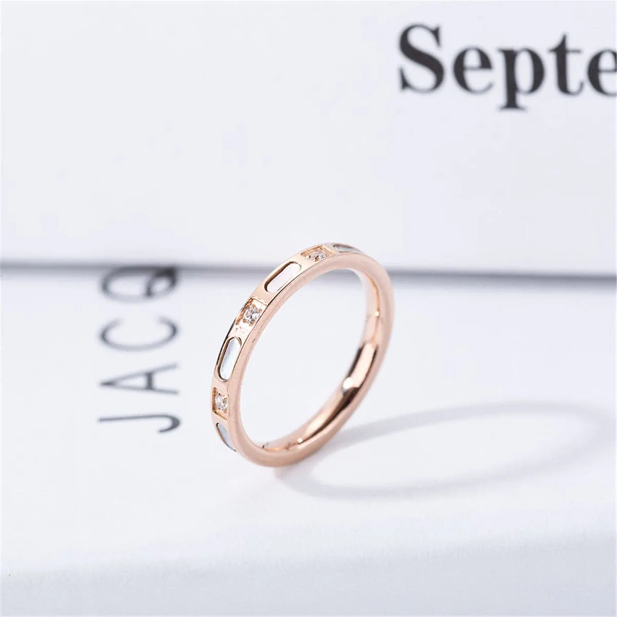 Cubic Zirconia & Shell Band Ring