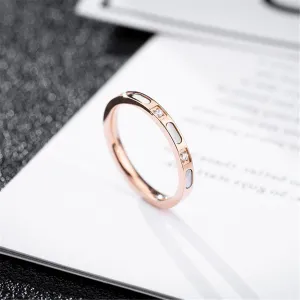 Cubic Zirconia & Shell Band Ring