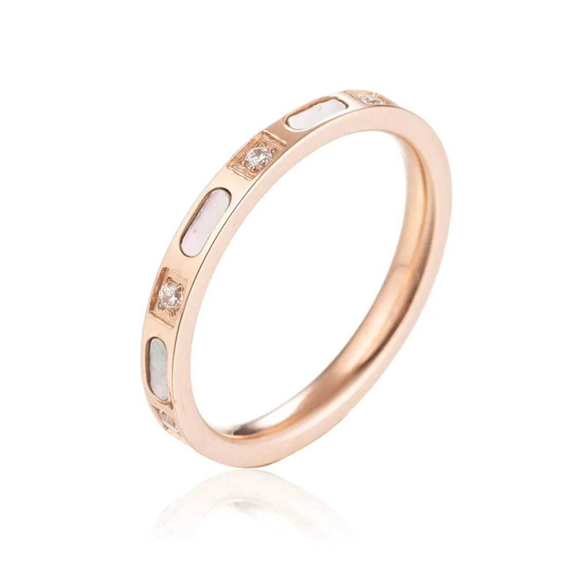 Cubic Zirconia & Shell Band Ring