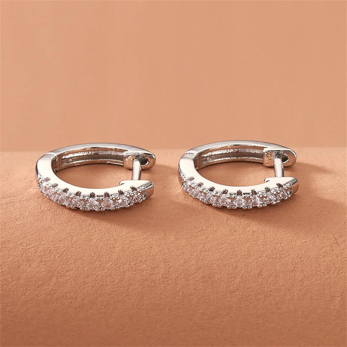 Cubic Zirconia & Silver-Plated Huggie Earring
