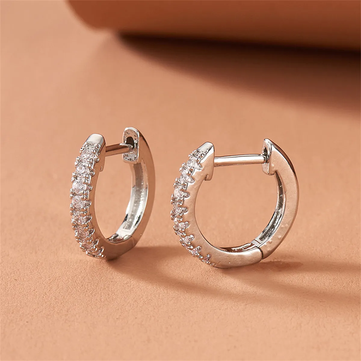 Cubic Zirconia & Silver-Plated Huggie Earring