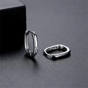 Cubic Zirconia & Silver-Plated Square Huggie Earrings