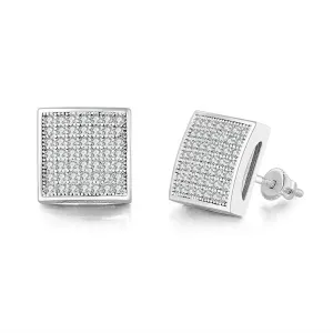 Cubic Zirconia & Silver-Plated Square Stud Earrings