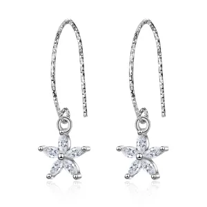 Cubic Zirconia & Silver-Plated Star Drop Earrings