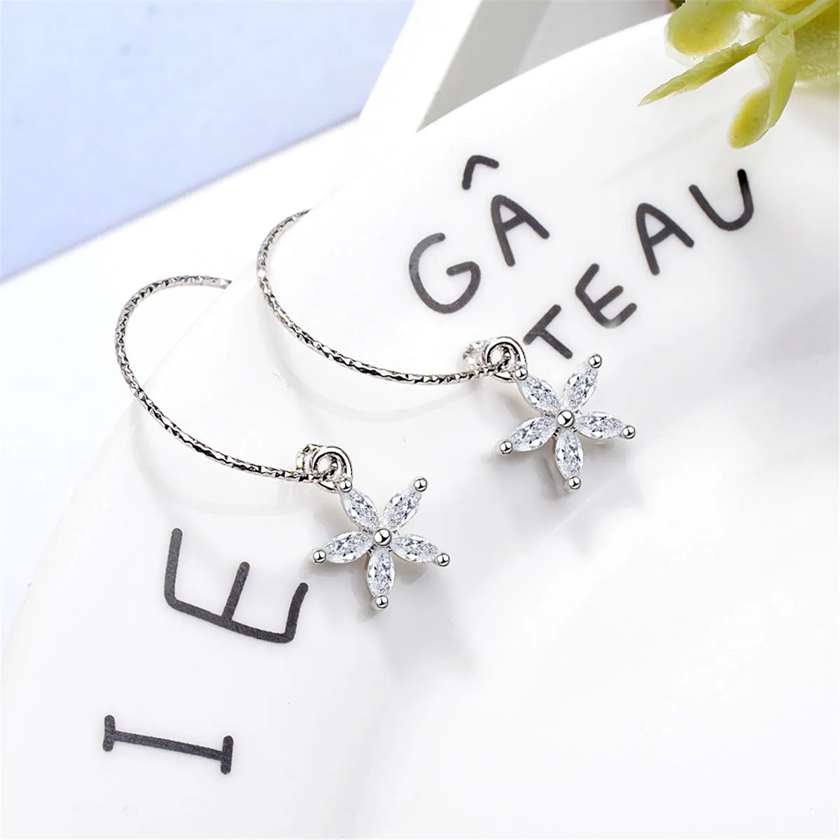 Cubic Zirconia & Silver-Plated Star Drop Earrings