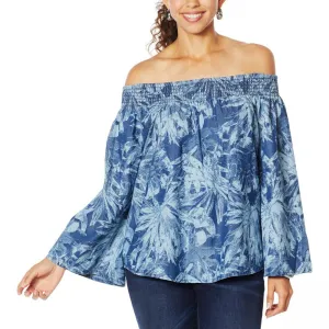 DG2 by Diane Gilman Women's Off the Shoulder Floral Print SoftCell Top