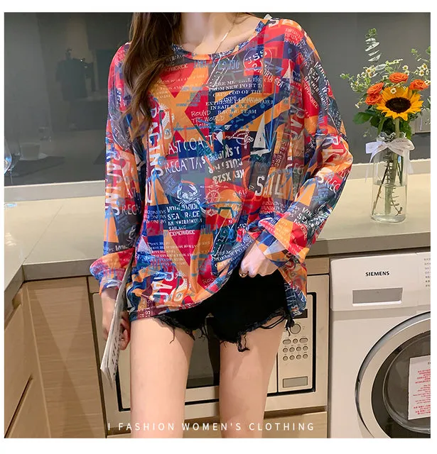 Disney Summer Famous Anime Mickey Mouse  Shirt Women Long Sleeve Blouse Ladies T-shirt
