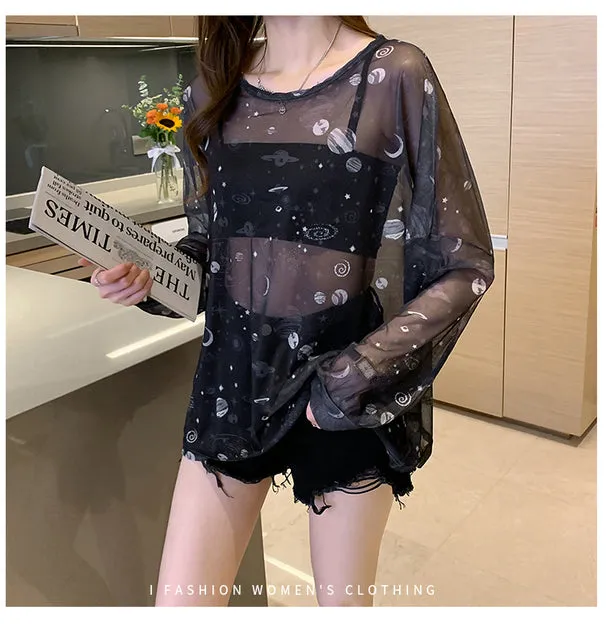 Disney Summer Famous Anime Mickey Mouse  Shirt Women Long Sleeve Blouse Ladies T-shirt
