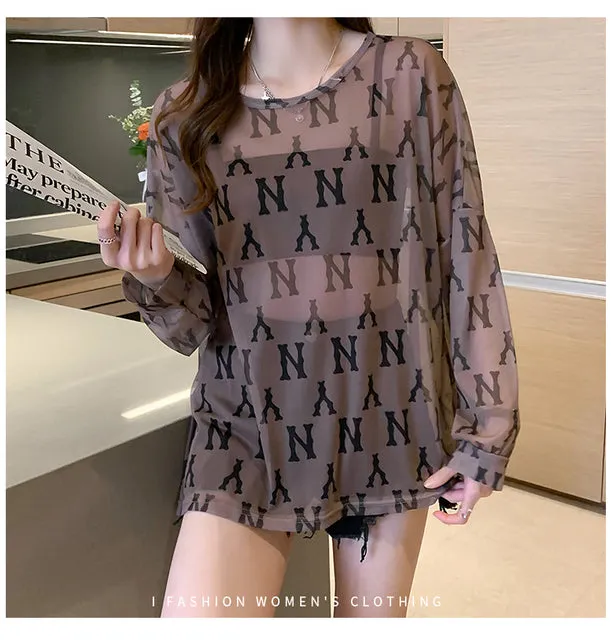 Disney Summer Famous Anime Mickey Mouse  Shirt Women Long Sleeve Blouse Ladies T-shirt