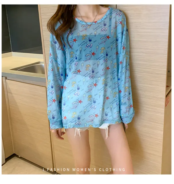 Disney Summer Famous Anime Mickey Mouse  Shirt Women Long Sleeve Blouse Ladies T-shirt
