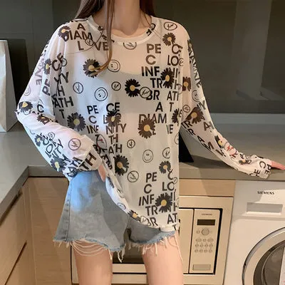 Disney Summer Famous Anime Mickey Mouse  Shirt Women Long Sleeve Blouse Ladies T-shirt