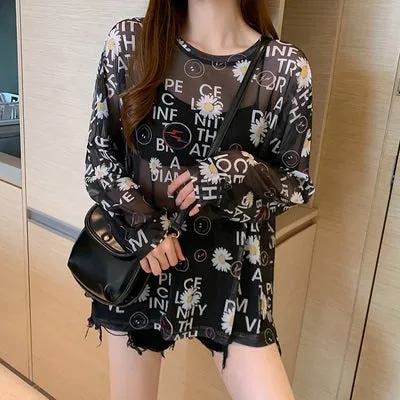 Disney Summer Famous Anime Mickey Mouse  Shirt Women Long Sleeve Blouse Ladies T-shirt