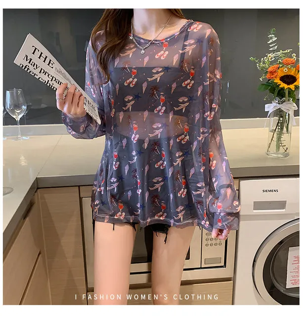 Disney Summer Famous Anime Mickey Mouse  Shirt Women Long Sleeve Blouse Ladies T-shirt