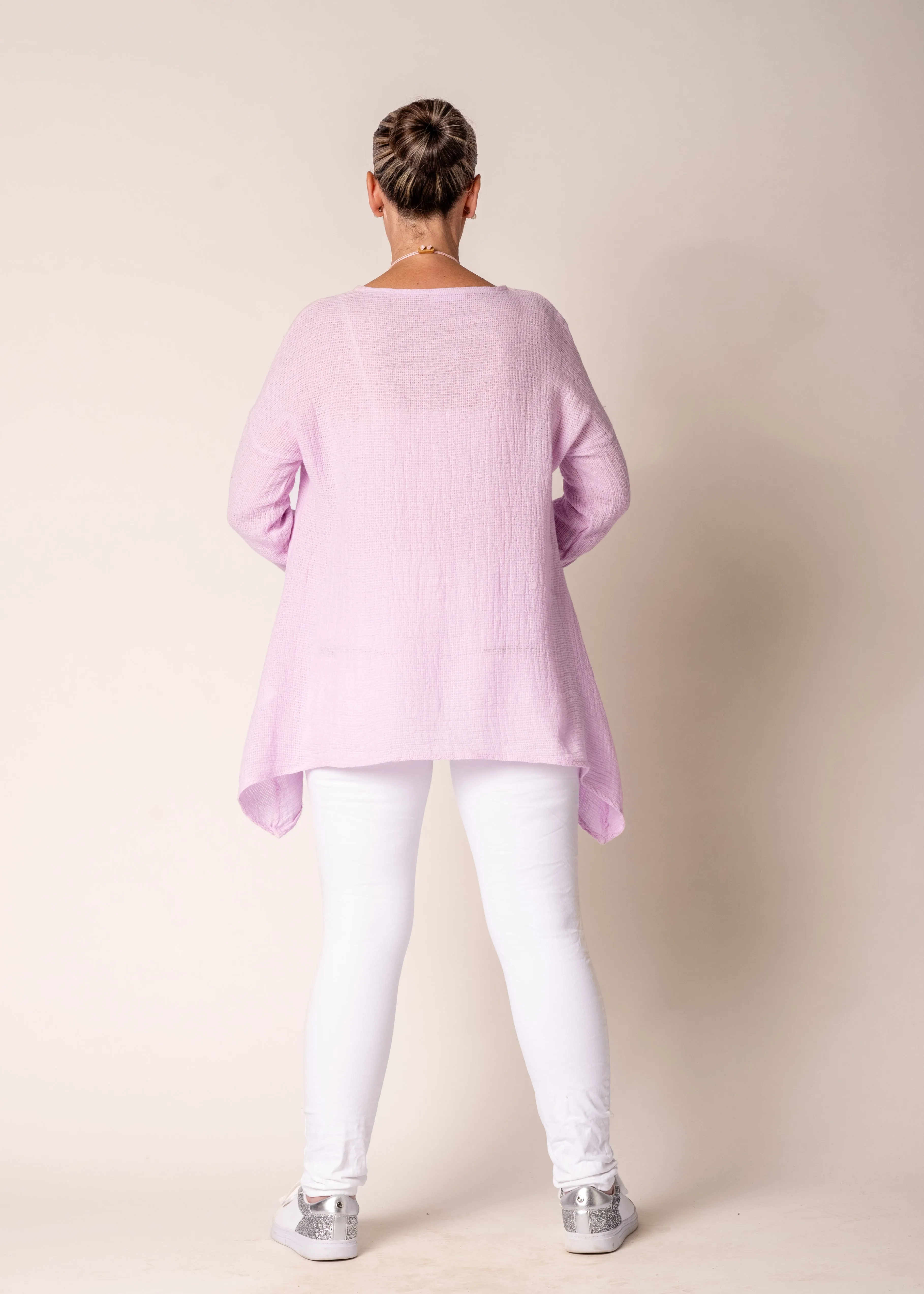 Eda Linen Top in Freesia Pink