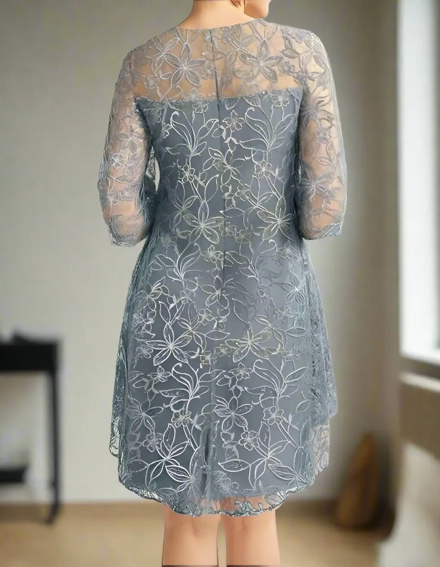 Elegant Chiffon Half Sleeves Mother of the Bride Dress