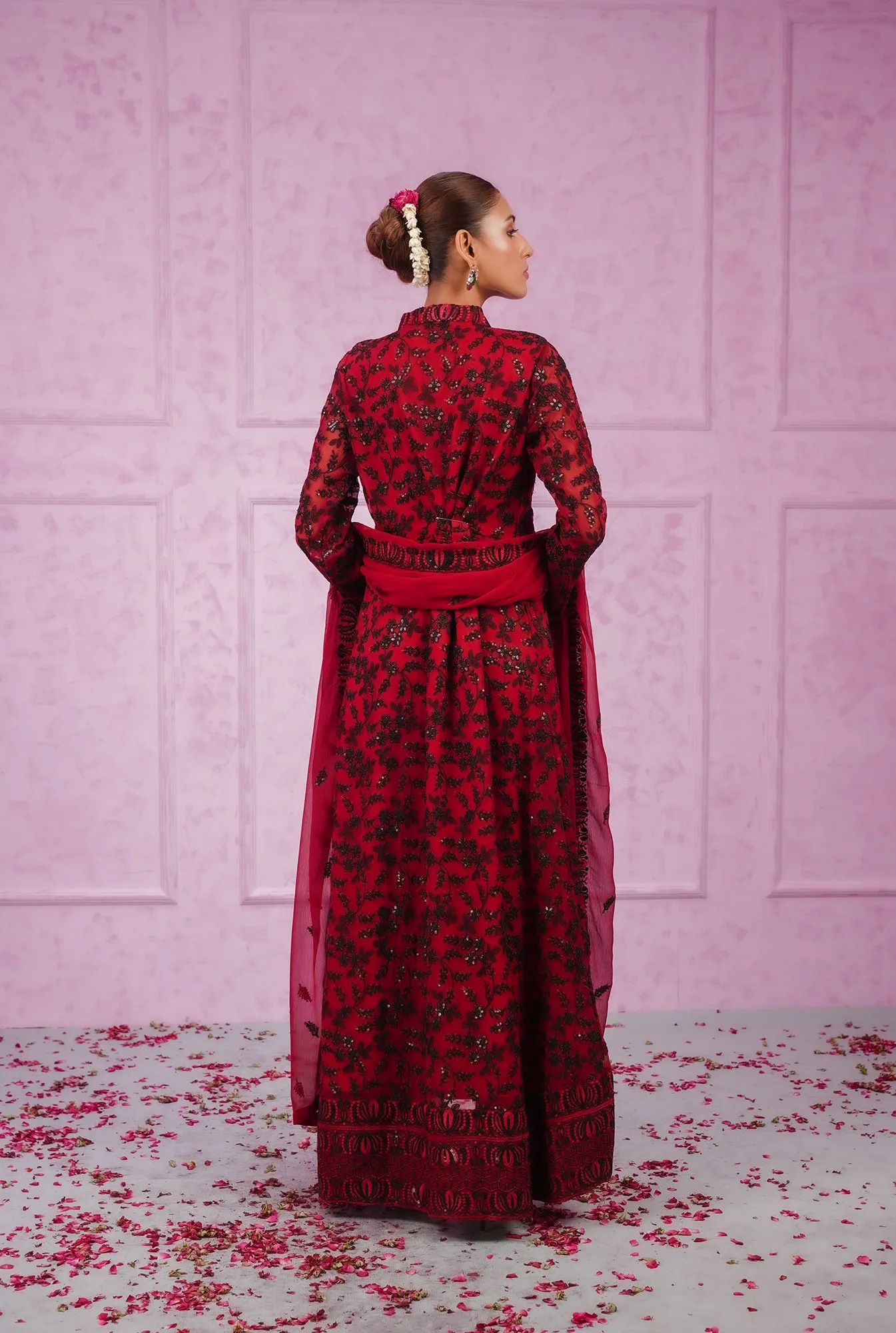 Embroidered chiffon stitched 3-piece