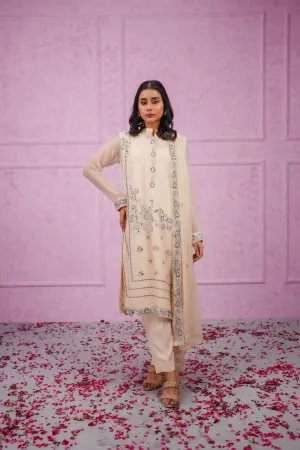 Embroidered chiffon stitched 3-piece