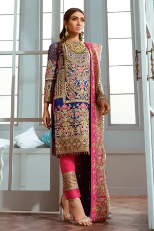 Embroidered Designer Luxury Dress in Blue Color #N7039
