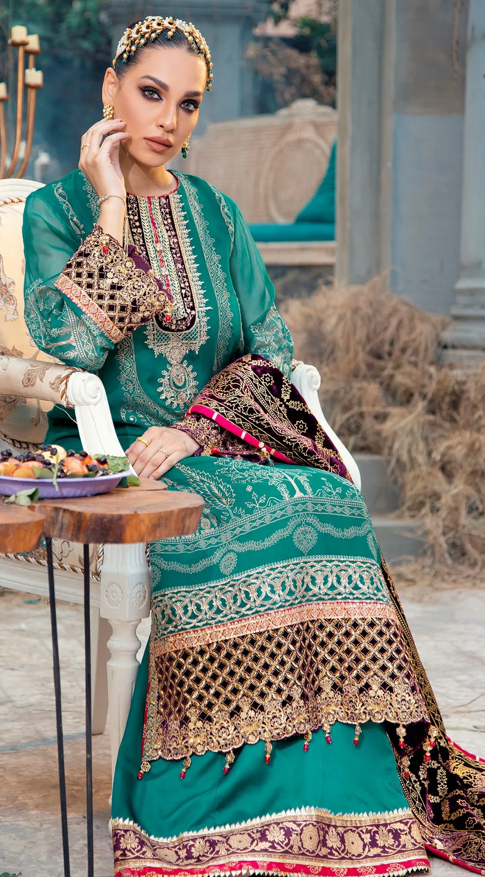 ENYA VL121-08 |  Anaya by Kiran Chaudhry Velour De Fete '21 | Unstitched Embroidered Velvet Suits