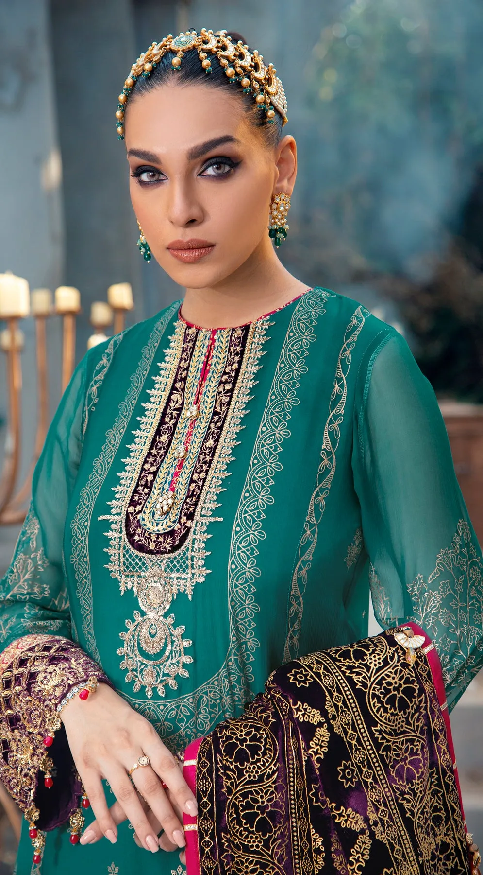 ENYA VL121-08 |  Anaya by Kiran Chaudhry Velour De Fete '21 | Unstitched Embroidered Velvet Suits