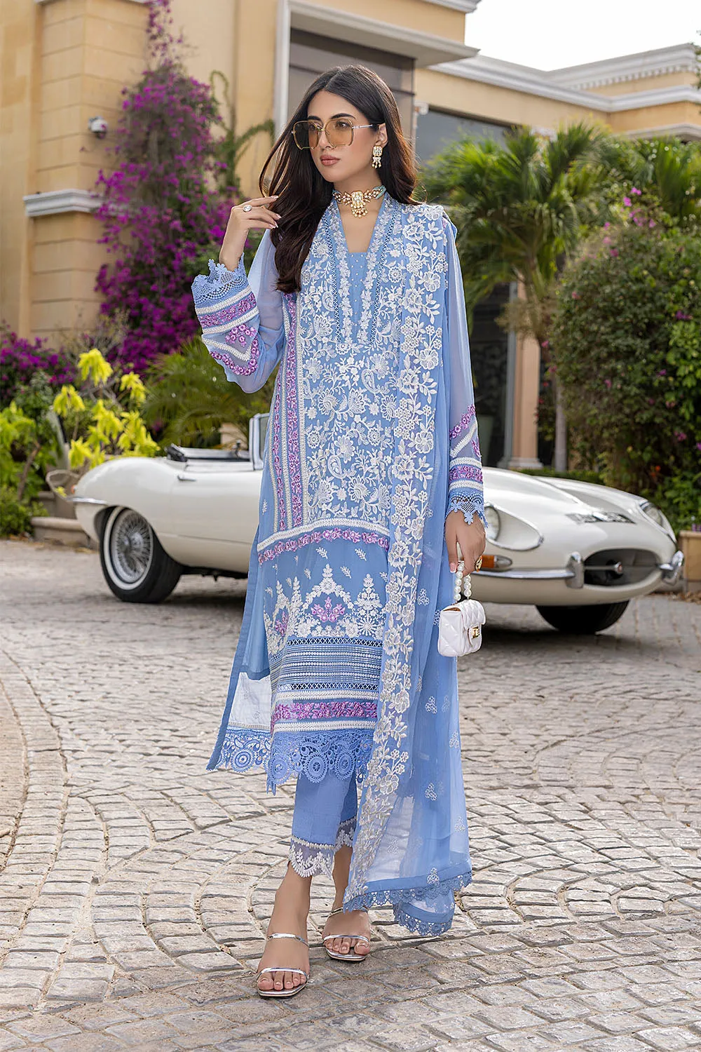 Festive Glory | Azure Luxe Embroidered 3pcs Collections 2023
