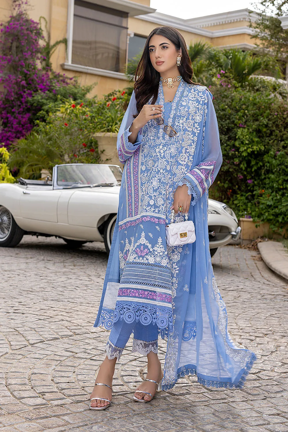 Festive Glory | Azure Luxe Embroidered 3pcs Collections 2023