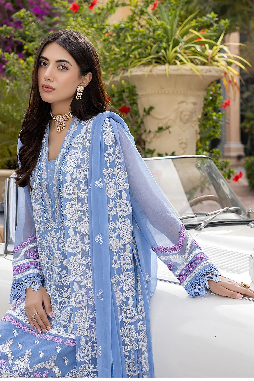 Festive Glory | Azure Luxe Embroidered 3pcs Collections 2023