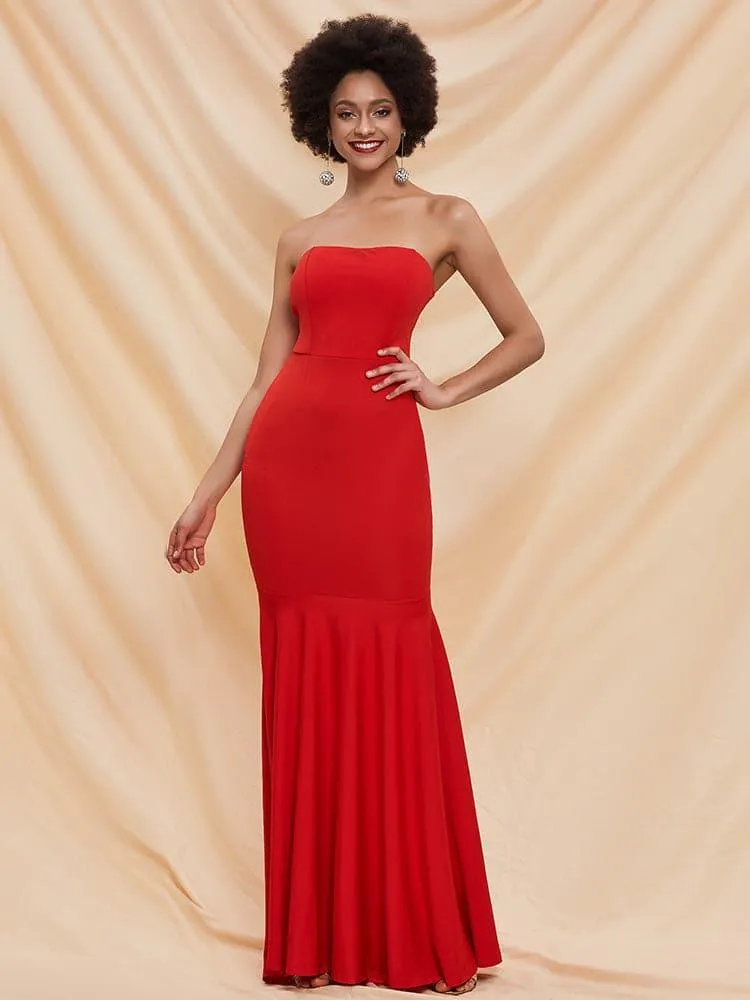Fishtail Hem Tube Red Prom Dress FT2000