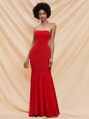Fishtail Hem Tube Red Prom Dress FT2000