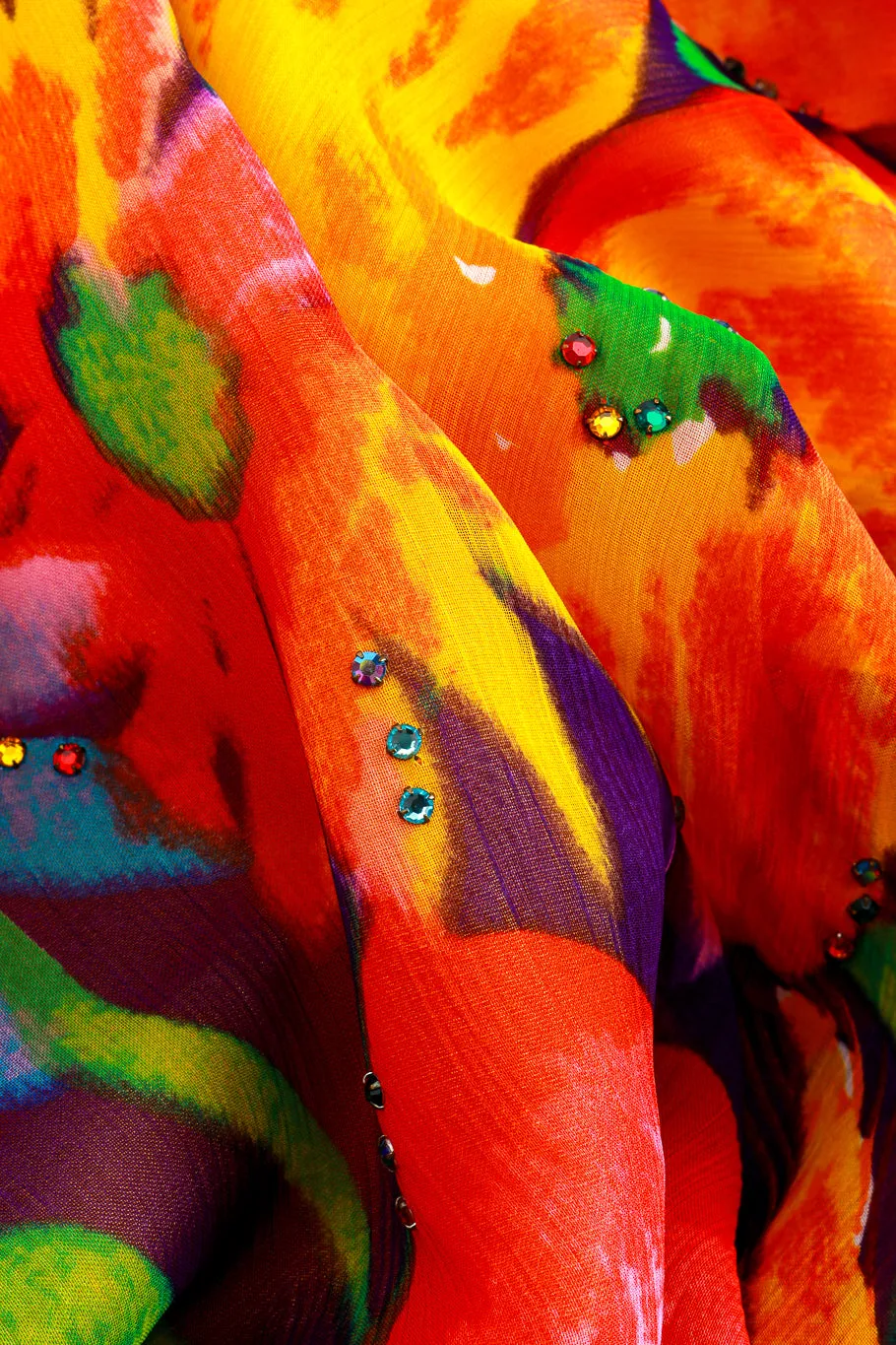 Floral Chiffon Rhinestone Caftan