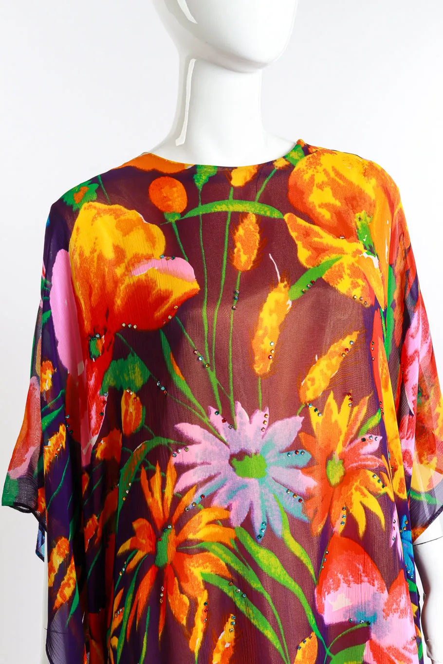 Floral Chiffon Rhinestone Caftan