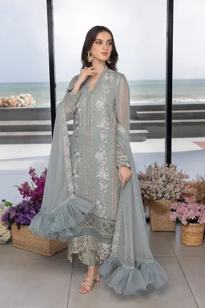 Floral Fringe |  Azure Ensembles Chiffon 3PCS 2023