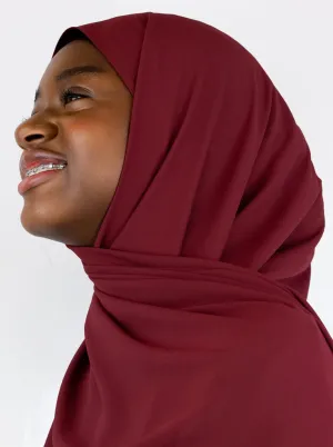 Flower Chiffon Hijab Cranberry Red Peony