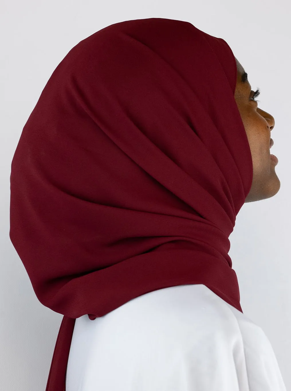 Flower Chiffon Hijab Cranberry Red Peony