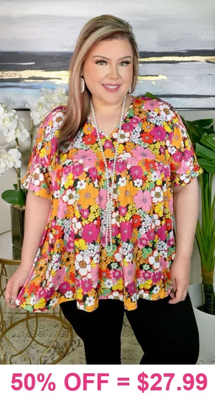 Flower printed baby doll top