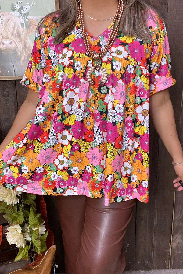 Flower printed baby doll top