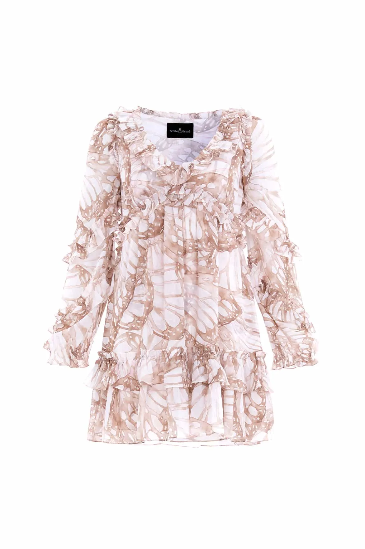 Flutter Chiffon Long Sleeve Micro Mini Dress