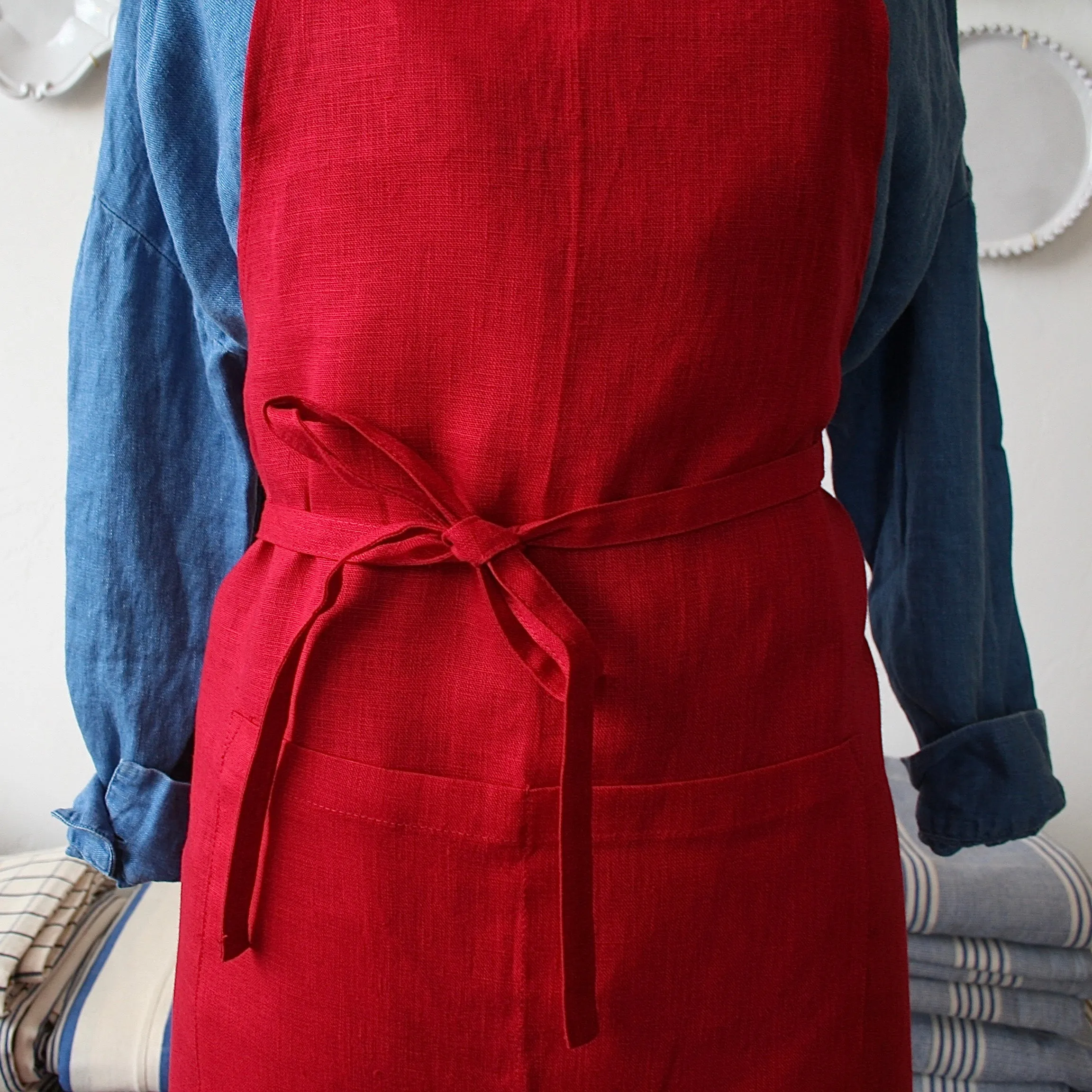 Fog Linen Full Apron, Red - 2 Options