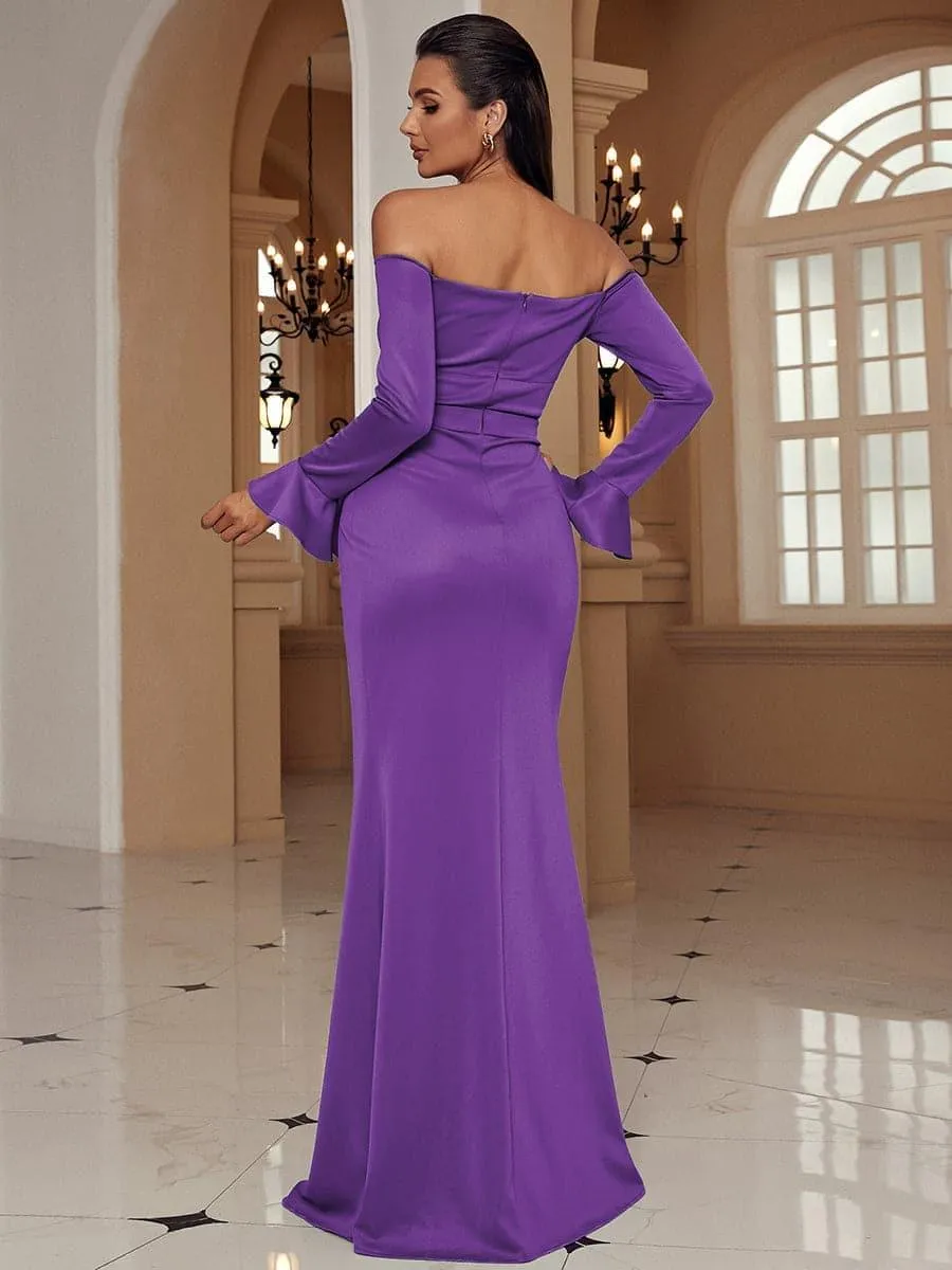 Formal Asymmetric Off-Shoulder Maxi Green Prom Dress