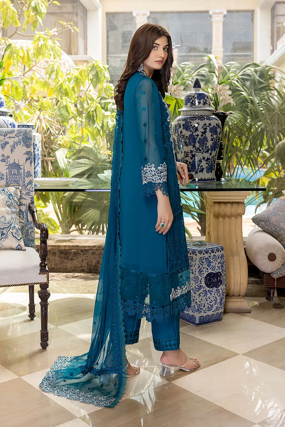 Glamour Glow | Azure Luxe Embroidered 3pcs Collections 2023